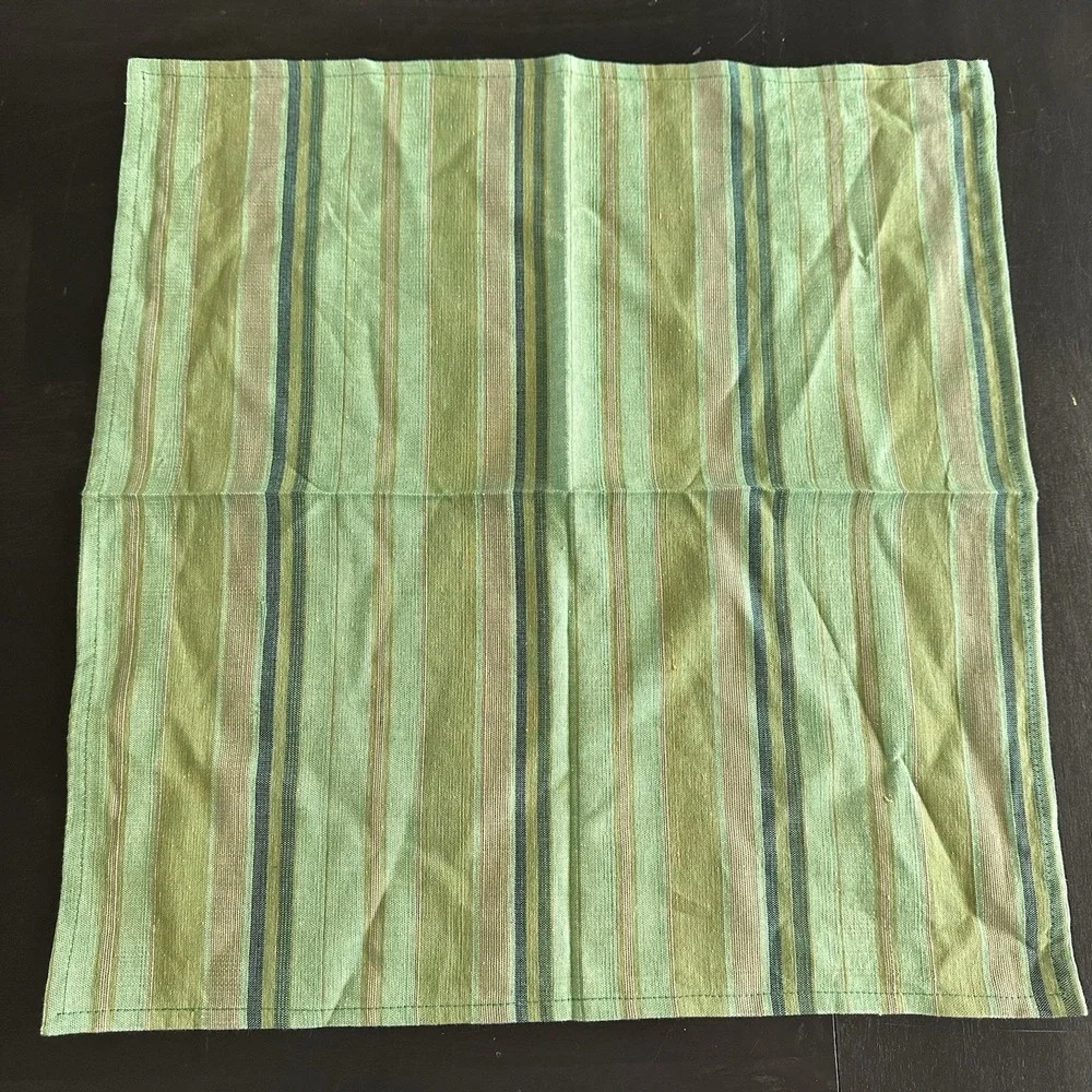 New Vanson Egyptian Cotton Green Stripe Dish Towels Handwoven 20x19